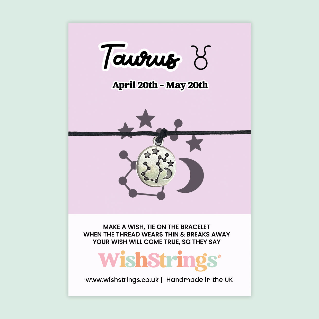 Taurus Star Sign Bracelet – Handmade Zodiac Gift with Birthday Card | WishStrings