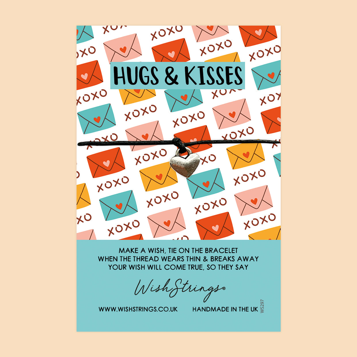 WishStrings ‘Hugs & Kisses’ Wish Bracelet | Thoughtful Gift for Loved Ones | Meaningful Keepsake for Love & Affection