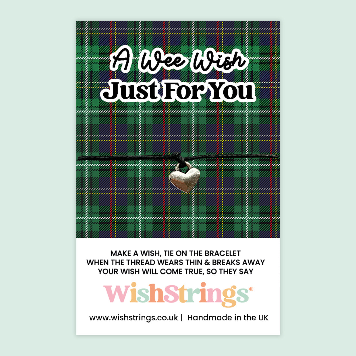 Scottish Wish Bracelet – Handmade Waxed Cotton Cord | Letterbox Gift Idea With Keepsake Card