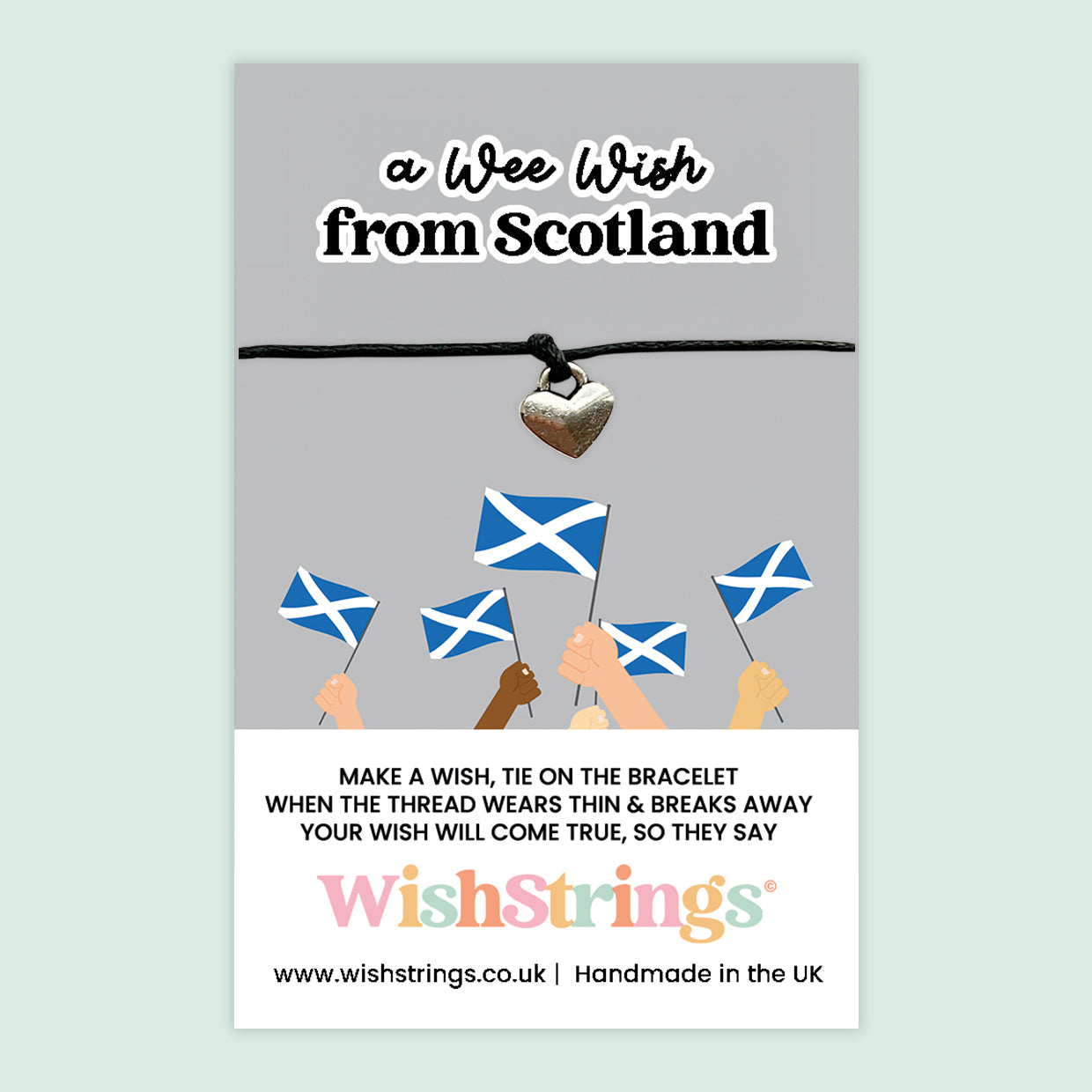 WishStrings Wish Bracelet – Scottish Souvenir Gift | Letterbox Friendly Gift Card