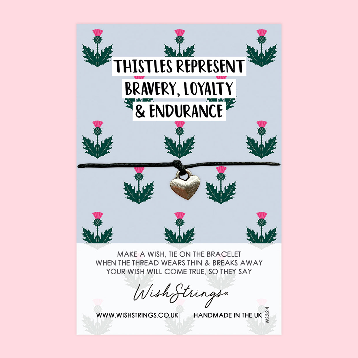 WishStrings ‘Thistles Represent Bravery, Loyalty, and Endurance’ Wish Bracelet | Scottish Gift | Meaningful Keepsake for Strength & Heritage