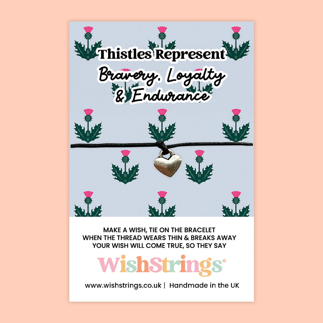 WishStrings ‘Thistles Represent Bravery, Loyalty, and Endurance’ Wish Bracelet | Scottish Gift | Meaningful Keepsake for Strength & Heritage