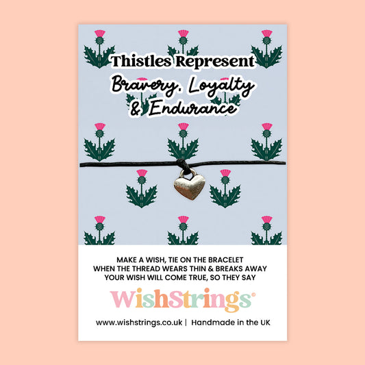 WishStrings ‘Thistles Represent Bravery, Loyalty, and Endurance’ Wish Bracelet | Scottish Gift | Meaningful Keepsake for Strength & Heritage