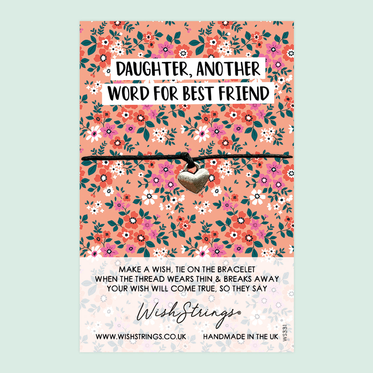 Wish Bracelet Daughter – Handmade Wax Cord Bracelet With Gift Card | Meaningful Birthday Gift