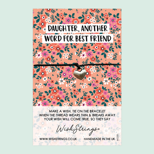 Wish Bracelet Daughter – Handmade Wax Cord Bracelet With Gift Card | Meaningful Birthday Gift