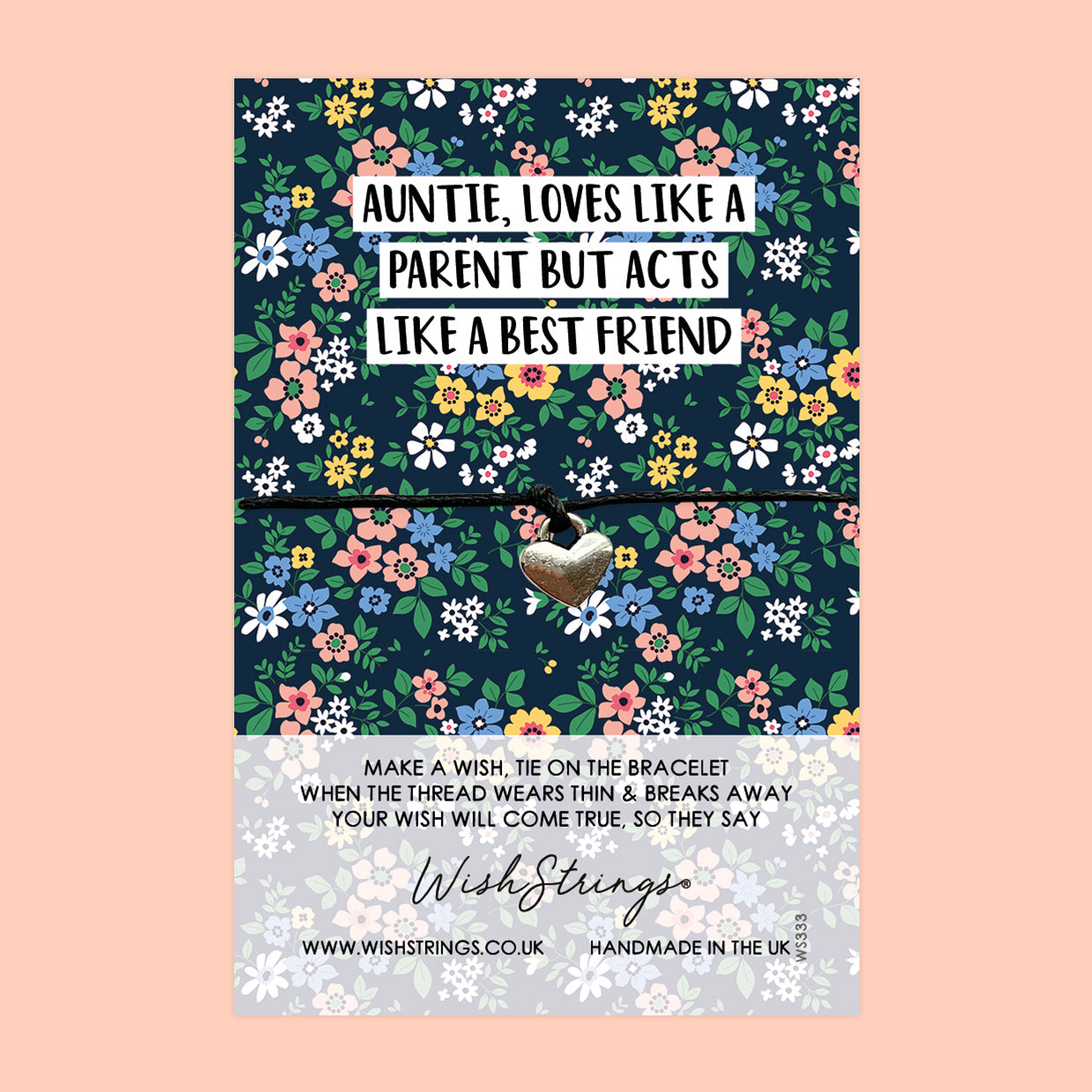 WishStrings ‘Auntie Loves Like a Parent, Acts Like a Best Friend’ Wish Bracelet | Thoughtful Gift for a Special Auntie