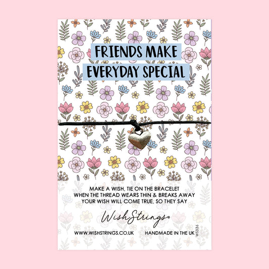 Friendship Wish Bracelet – Adjustable Cotton Cord | Personalised Gift with Gift Card