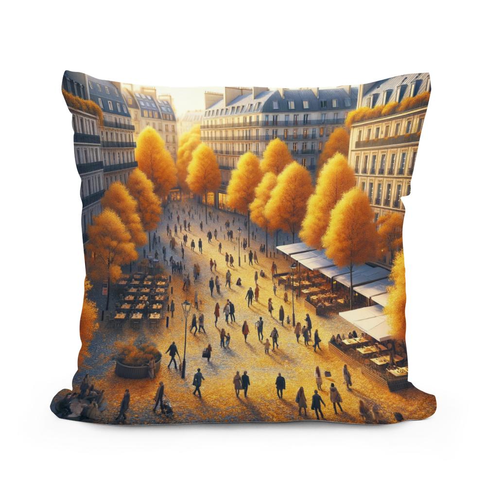 Autumn City Square Cotton Cushion