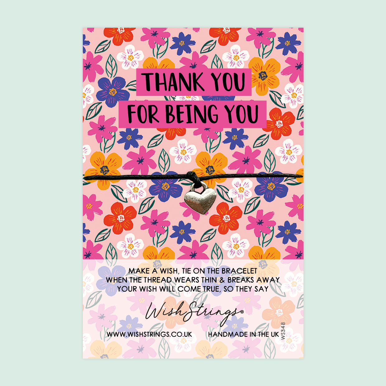 Thank You Wish Bracelet – Handmade Waxed Cotton Bracelet With Letterbox Friendly Card
