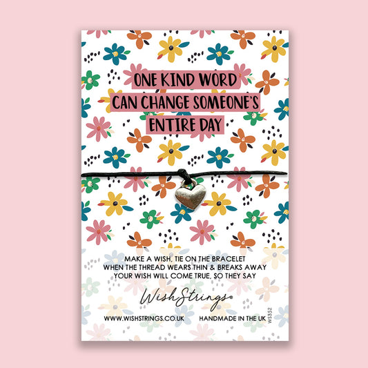 WishStrings ‘One Kind Word Can Change Someone’s Entire Day’ Wish Bracelet | Thoughtful Gift for Positivity & Encouragement