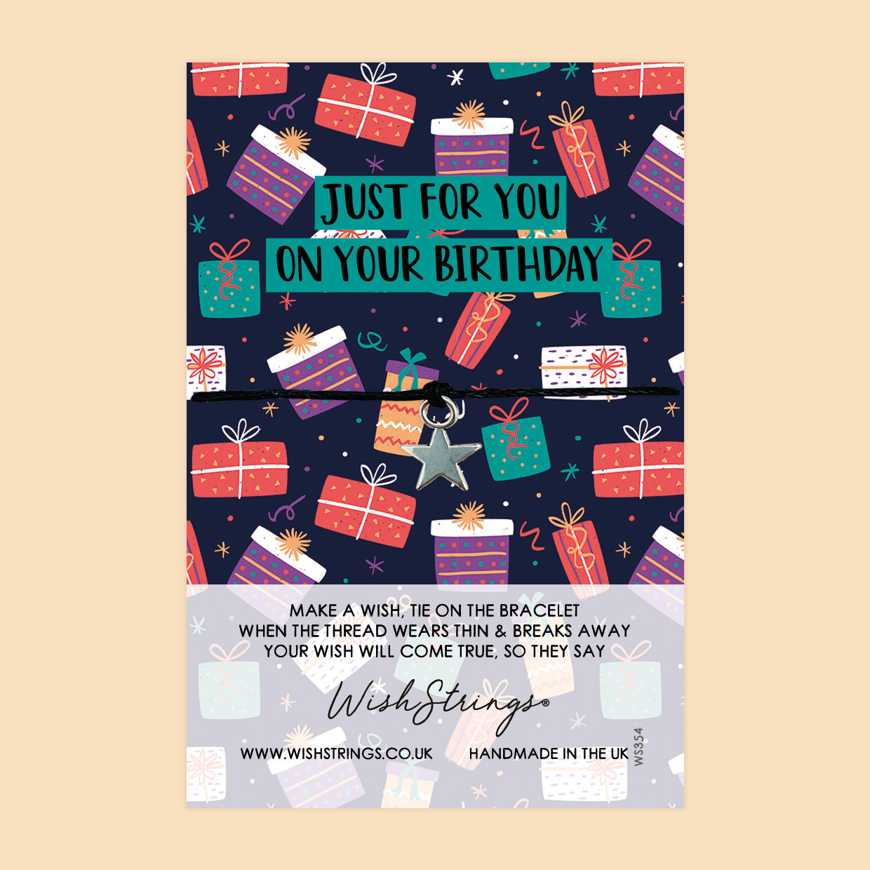 Birthday Wish Bracelet – Handmade Waxed Cotton Cord | Thoughtful Birthday Keepsake Gift Card