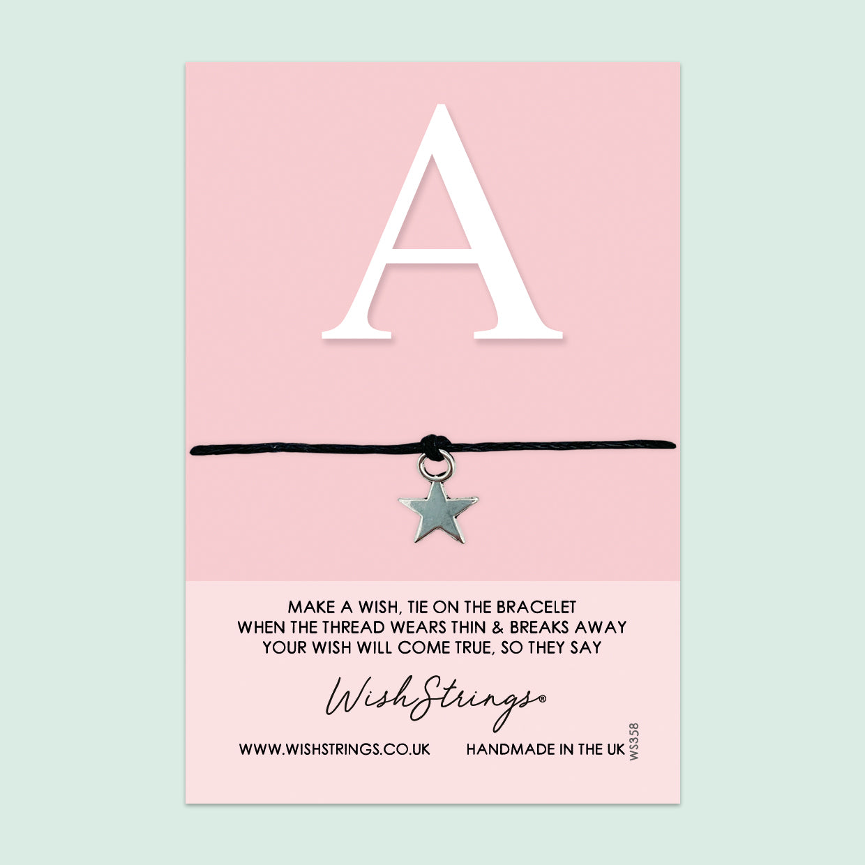 WishStrings Wish Bracelet – Custom Name Letter A Bracelet | Simple Elegant Friendship Gift Card