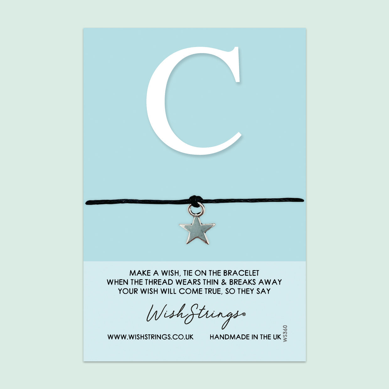 Letter C Wish Bracelet – Personalized Initial Jewelry Gift | Birthday Card Included