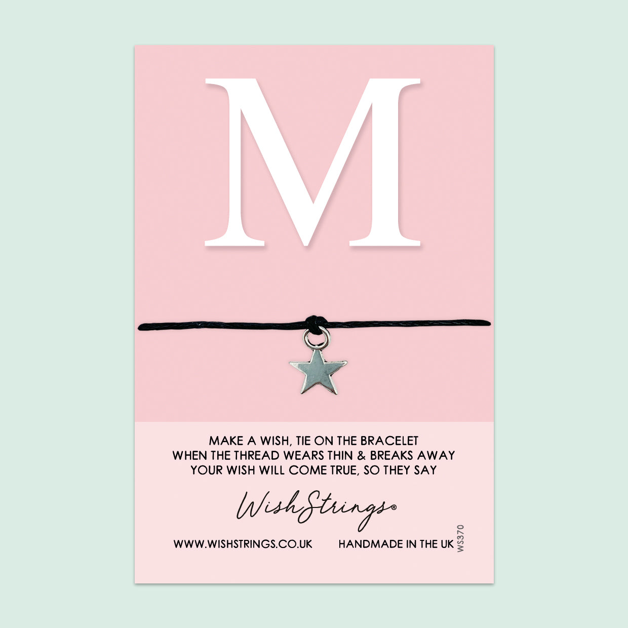 Personalized Initial Bracelet – Letter M Wish Bracelet | Birthday Gift Card Included