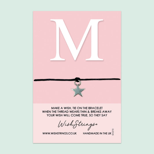 Personalized Initial Bracelet – Letter M Wish Bracelet | Birthday Gift Card Included