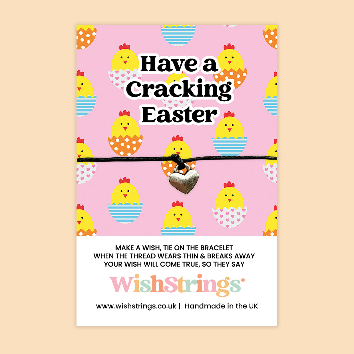 WishStrings ‘Have a Cracking Easter’ Wish Bracelet | Fun Springtime Keepsake Gift | Handmade Easter Token for Kids, Teachers & Friends | Letterbox Easter Treat