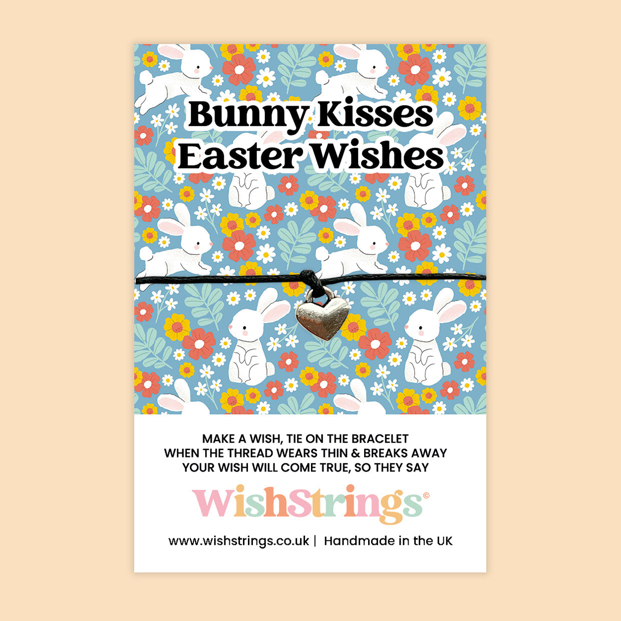 WishStrings ‘Bunny Kisses Easter Wishes’ Wish Bracelet | Springtime Keepsake Gift | Handmade Easter Token for Kids, Friends & Loved Ones