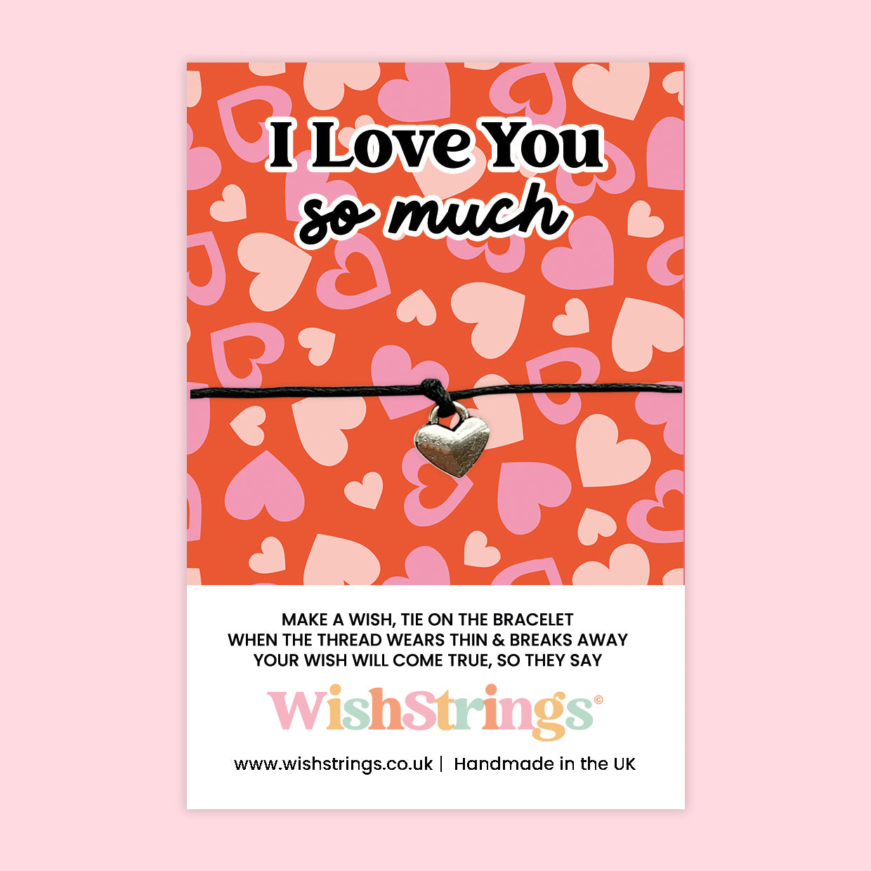 WishStrings ‘I Love You So Much’ Wish Bracelet | Cute Valentine’s Gift or Romantic Keepsake | Handmade Token of Love and Affection | Sentimental Gift for Partner or Crush