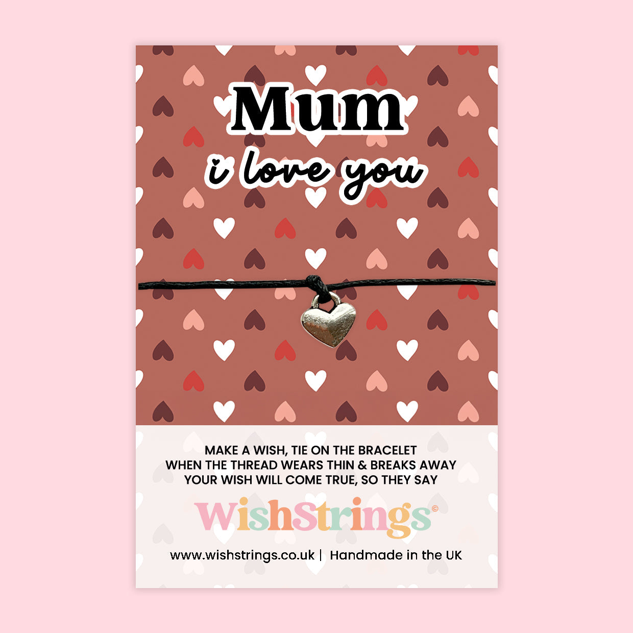 WishStrings ‘Mum, I Love You’ Wish Bracelet | Sentimental Gift for Mum | Handmade Keepsake for Mother’s Day, Birthday or Just Because | Thoughtful Token of Love