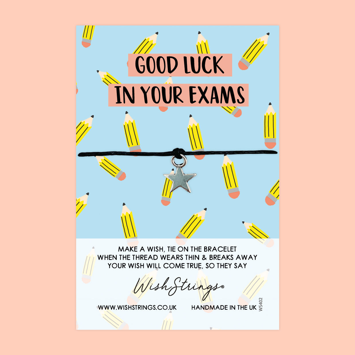 Good Luck Exam Bracelet – Motivational Study Gift | Handcrafted Wish Bracelet with Gift Card