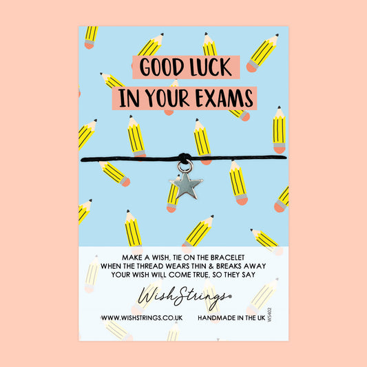 Good Luck Exam Bracelet – Motivational Study Gift | Handcrafted Wish Bracelet with Gift Card