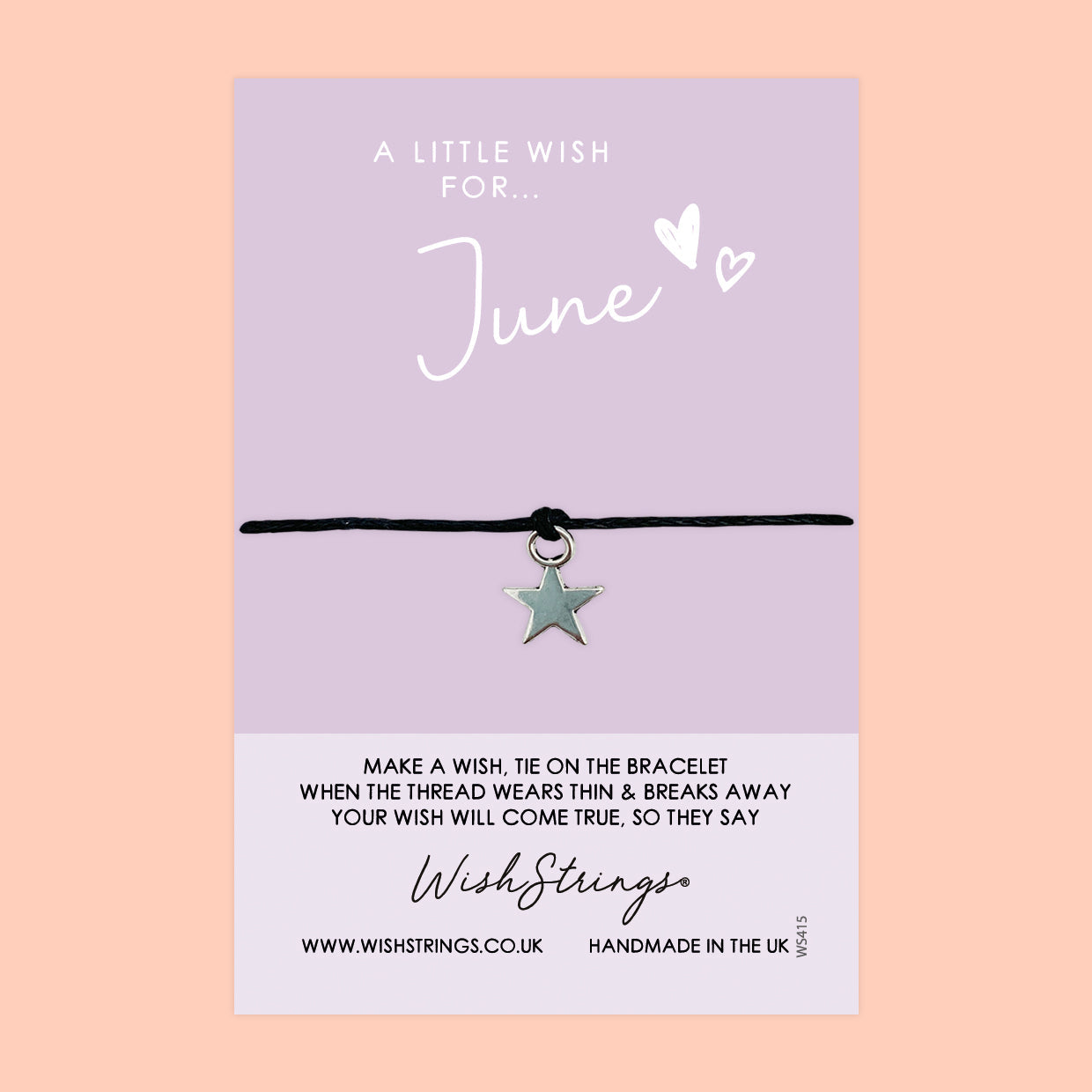 June Birth Month Bracelet – Handmade Waxed Cord | Birthday Keepsake Gift With Gift Card