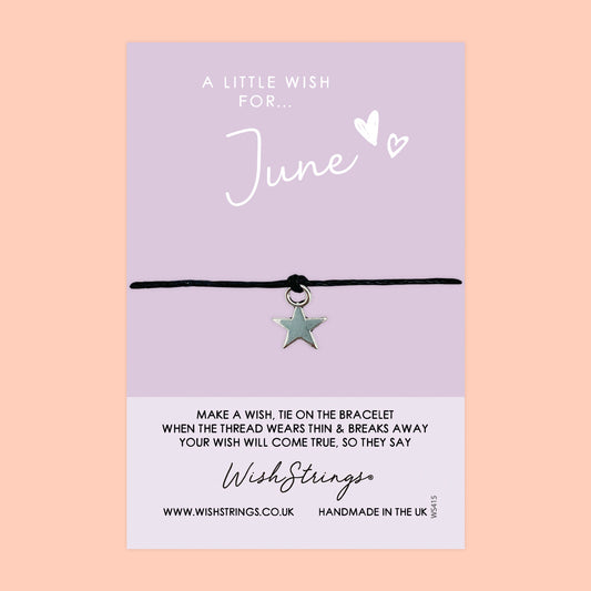 June Birth Month Bracelet – Handmade Waxed Cord | Birthday Keepsake Gift With Gift Card