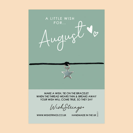 August Birth Month Bracelet – Handmade Silver Friendship Wish Bracelet with Gift Card