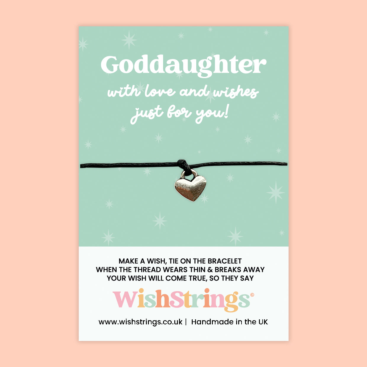 WishStrings ‘Goddaughter – With Love and Wishes Just for You’ Wish Bracelet | Thoughtful Gift for Goddaughter | Sentimental Keepsake Token