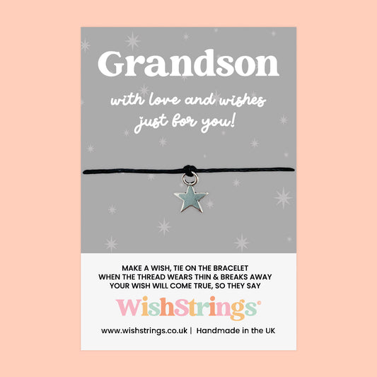 Wish Bracelet Grandson | Adjustable Keepsake Bracelet Gift with Gift Card for Family Love