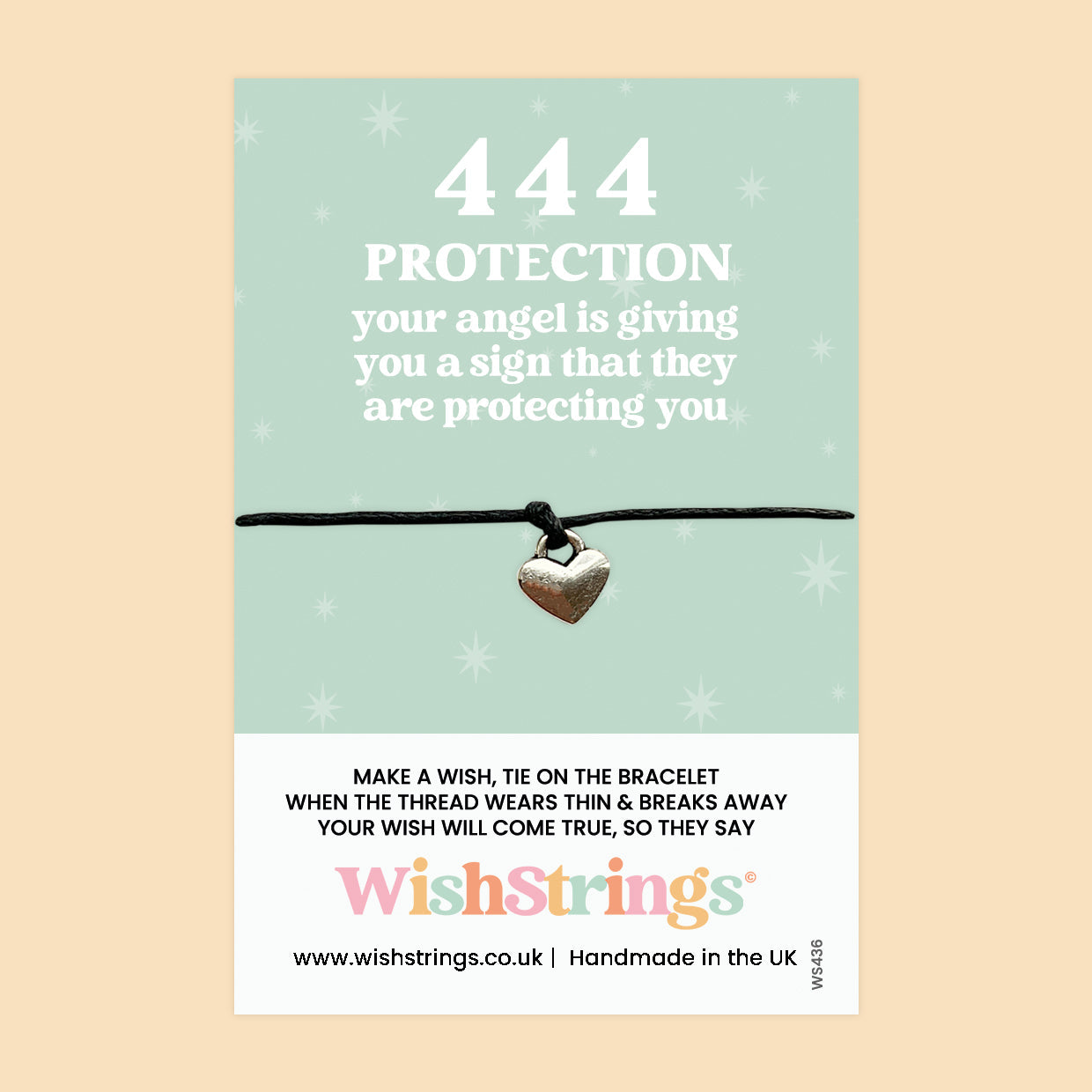 444 Angel Number Bracelet – WishStrings Adjustable Wax Cord Wish Bracelet with Gift Card