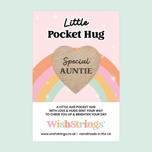 WishStrings Pocket Hug – Special Auntie Heart Token Gift | Thoughtful Keepsake from Niece or Nephew | Letterbox Hug | Gift for Her | Handmade in the UK