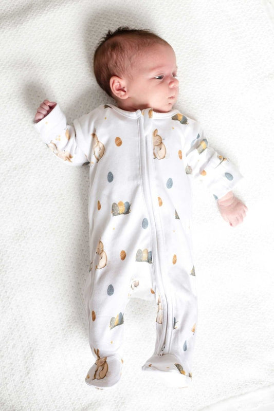 Cozy Easter Bunny Bamboo & Organic Cotton Zip Sleepsuit One Piece