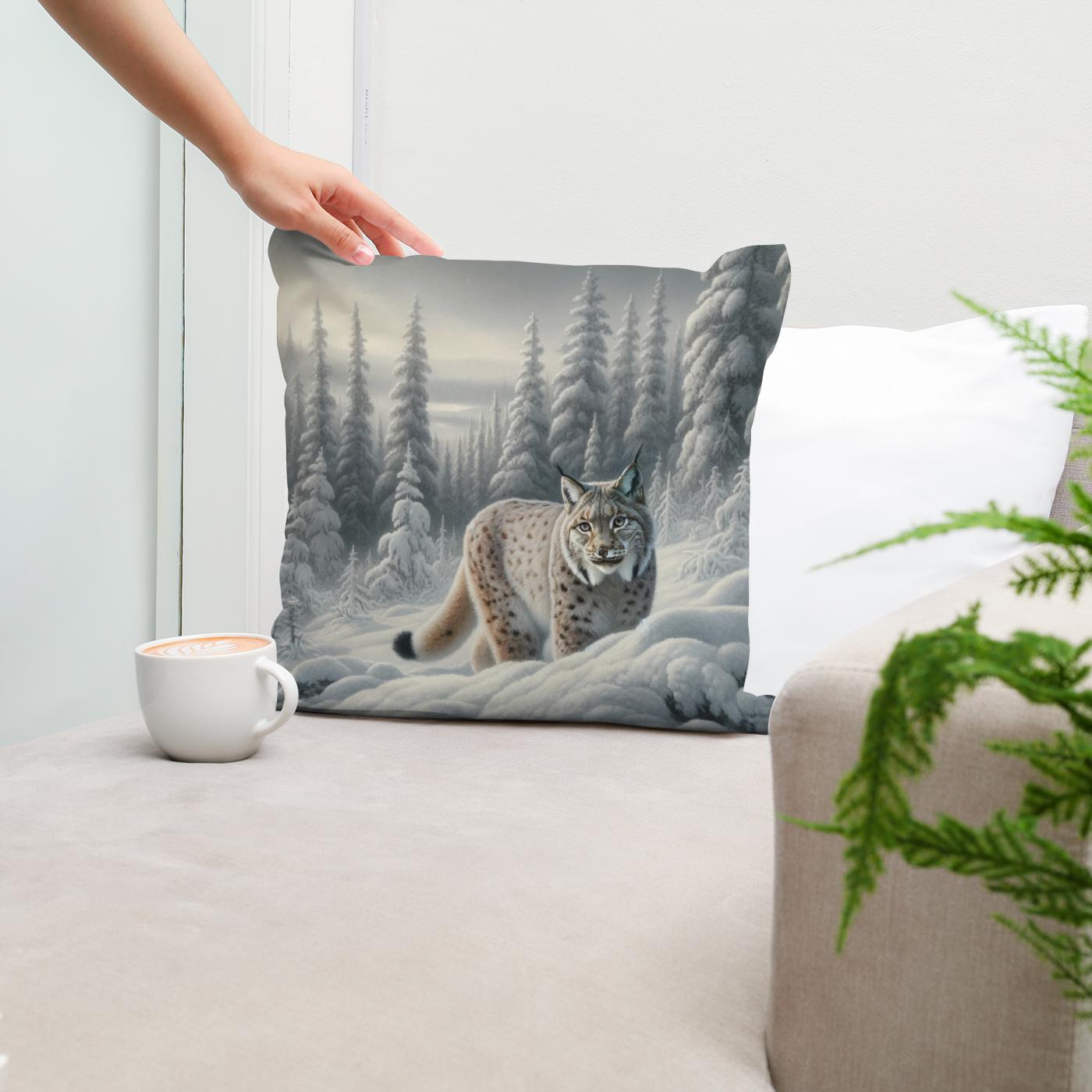 Winter Lynx Cotton Cushion