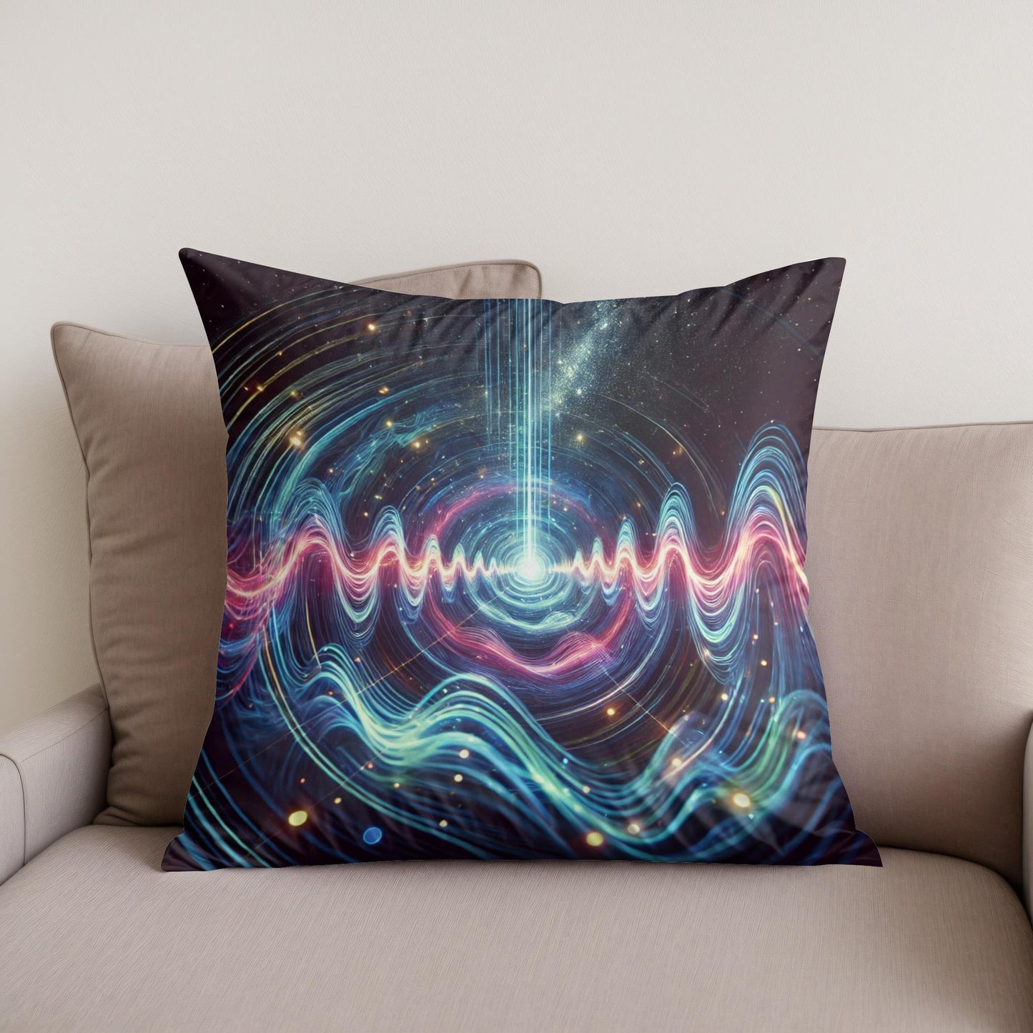 Cosmic Energy Waves Cotton Cushion