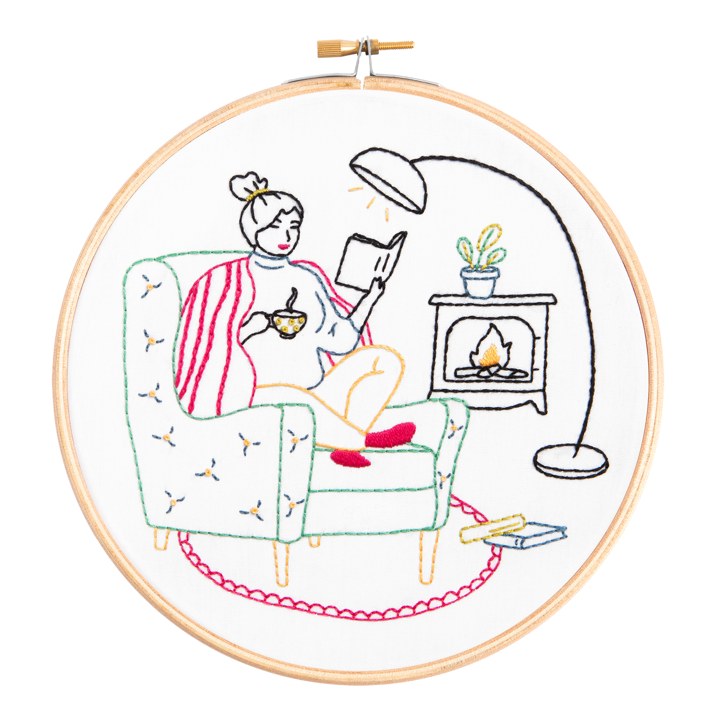 'Unwind' Booklover Embroidery Kit for Beginners
