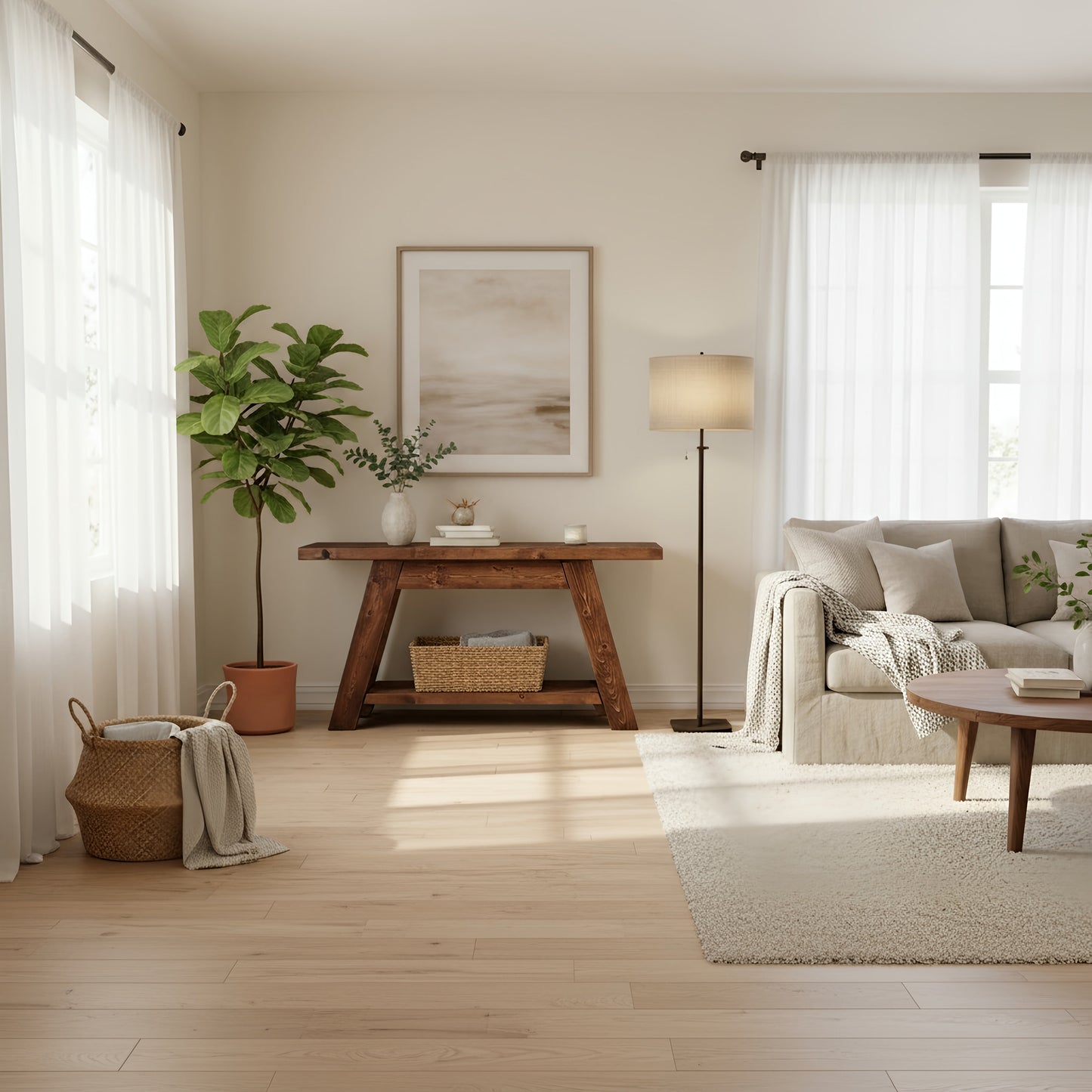 DASI Console Table With Shelf Walnut Colour