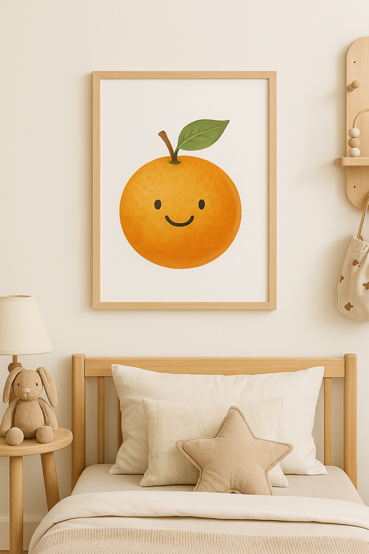 Watercolour Happy Orange Fruit Nursery Children's Room Wall Decor Print