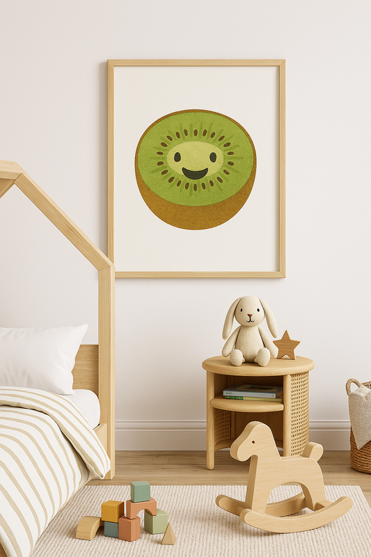 Watercolour Happy Kiwi Fruit Nursery Children's Room Wall Decor Print
