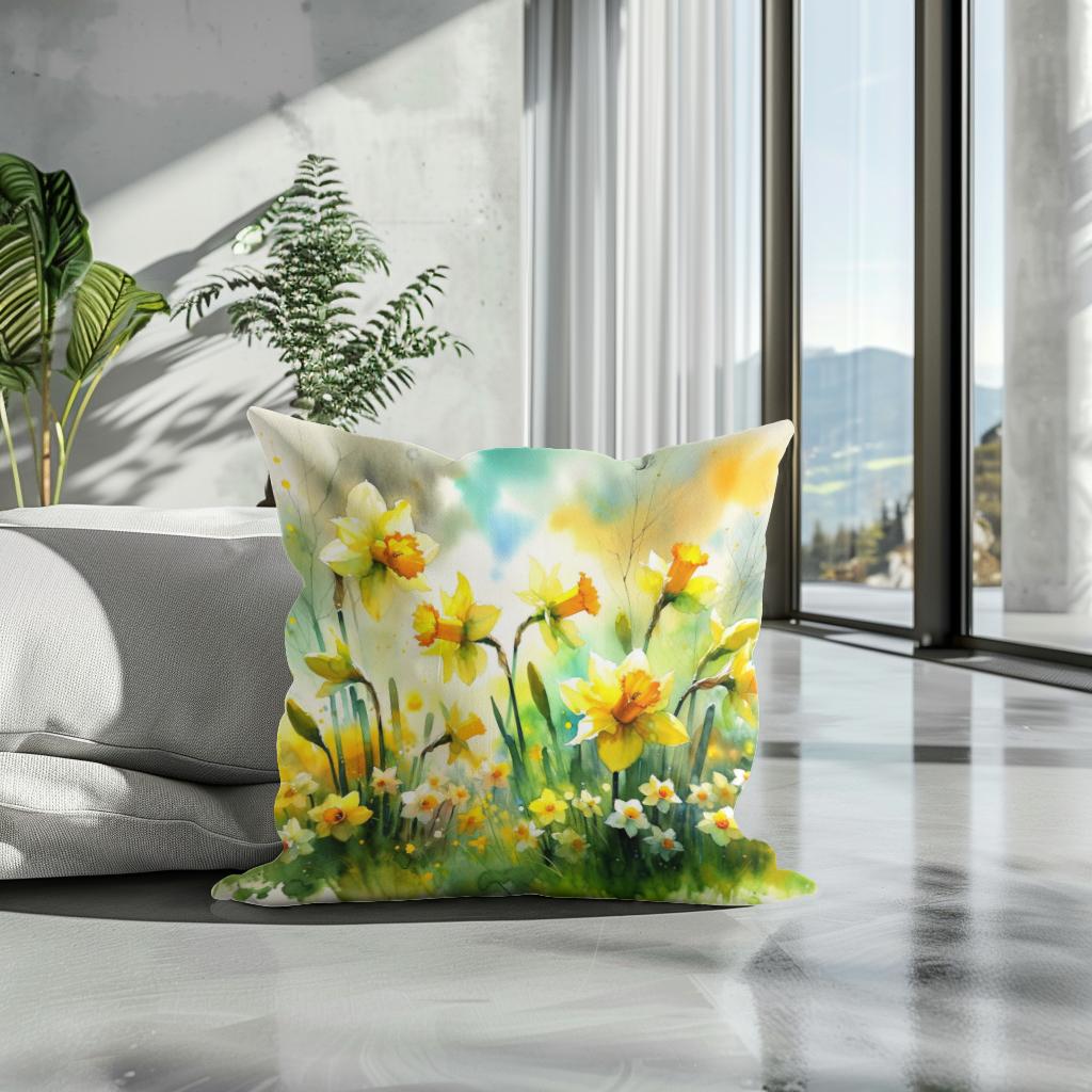 Spring's Joyful Dance Cotton Cushion