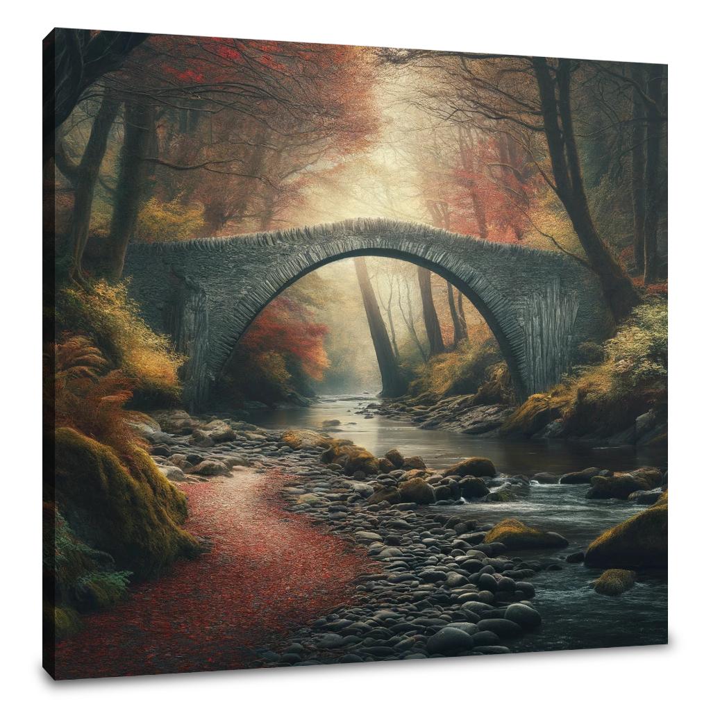 Autumn Bridge Solitude Canvas
