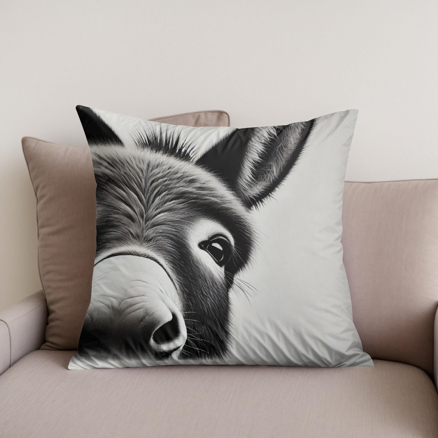 Curious Donkey Peeking Cotton Cushion