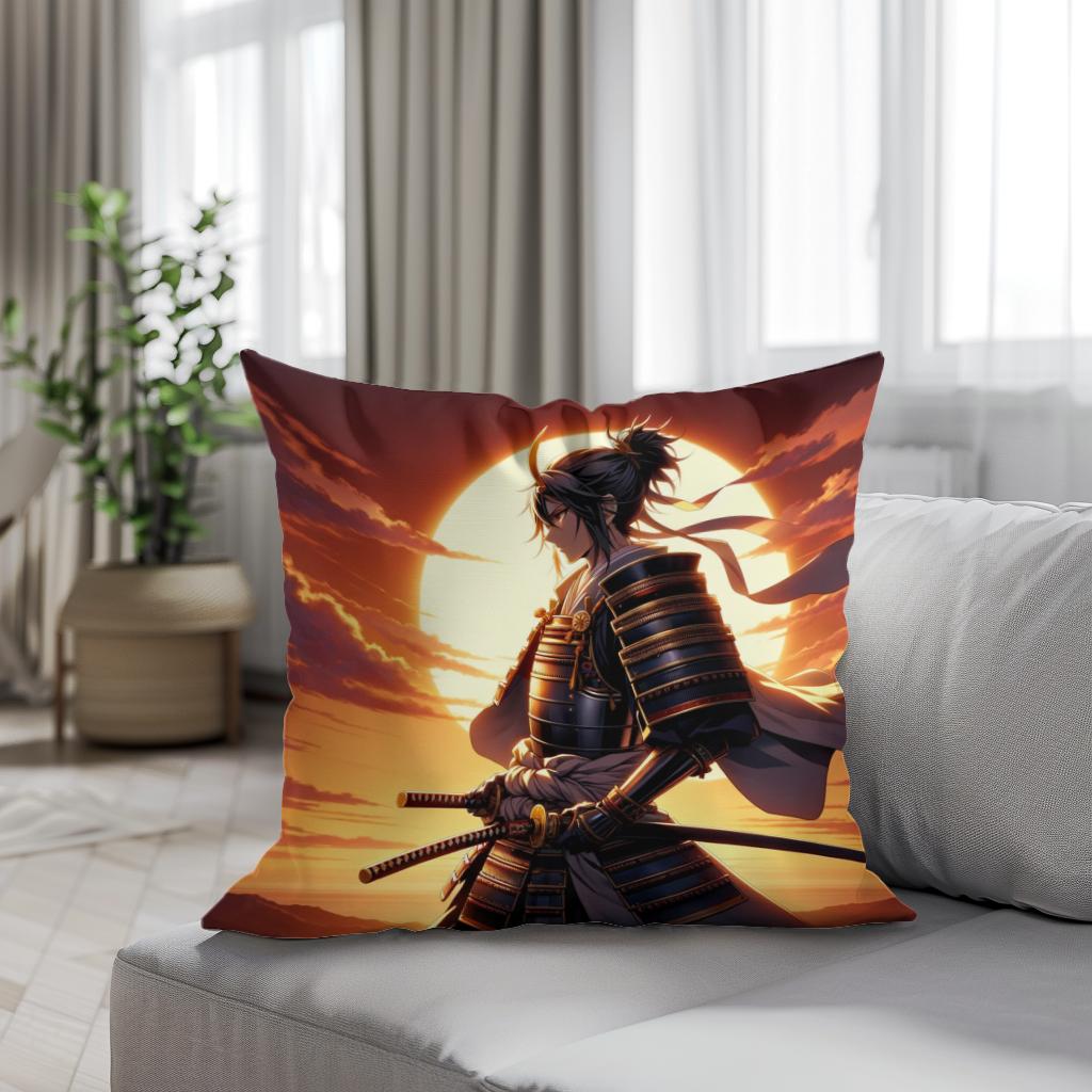 Sunset Samurai's Resolve Cotton Cushion