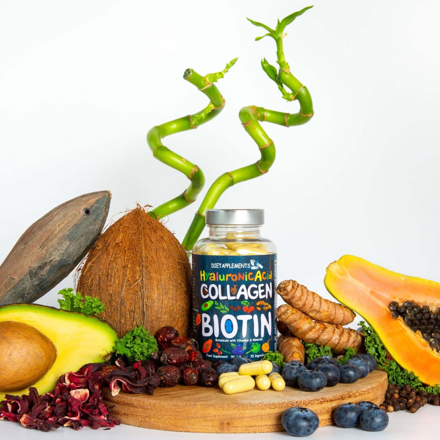 Marine Collagen, Hyaluronic Acid, Biotin, Vitamins, Minerals & Superfood - 35 Ingredients