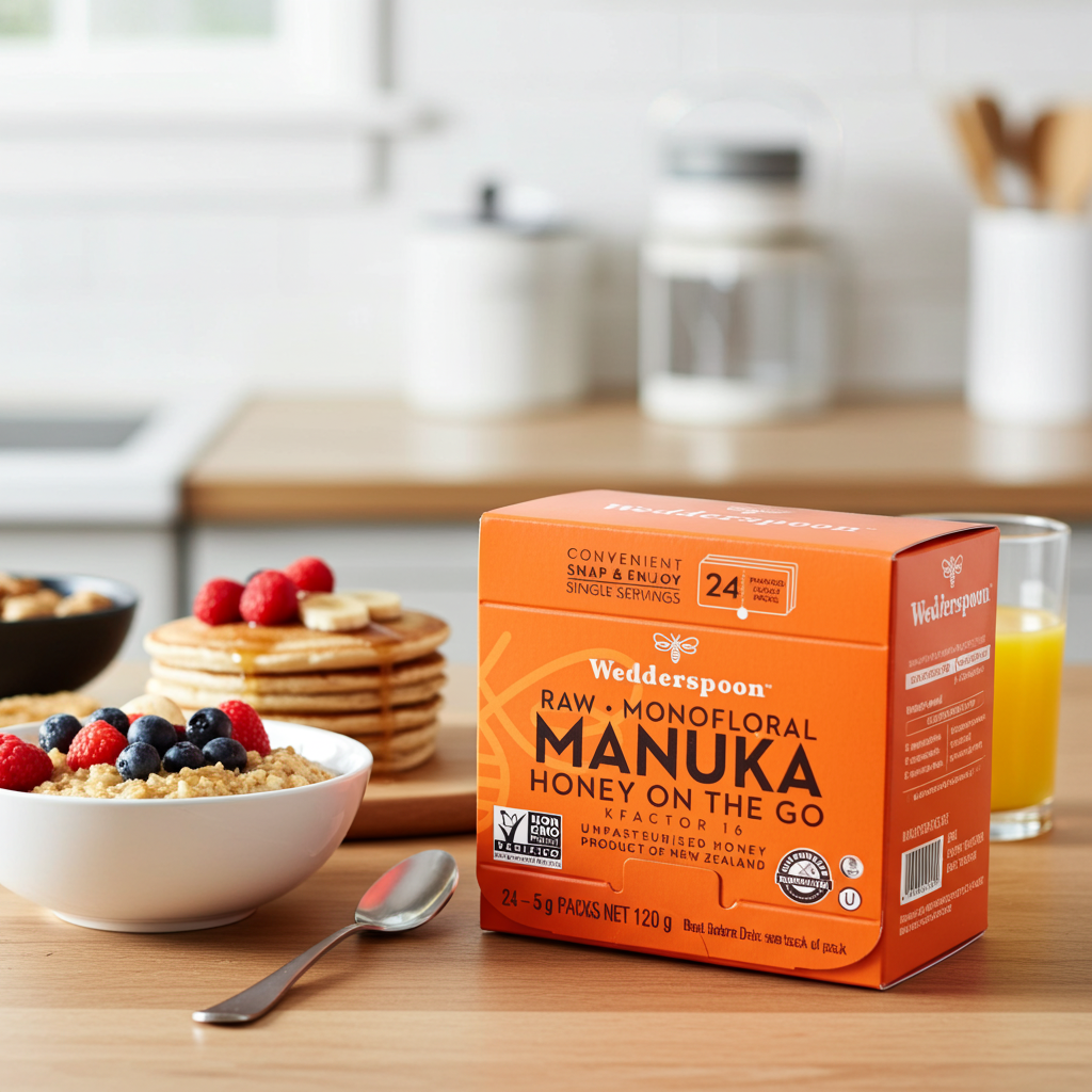 Wedderspoon Honey On The Go KFactor 16+ Manuka Snap Packs 120g (24 snaps per box)