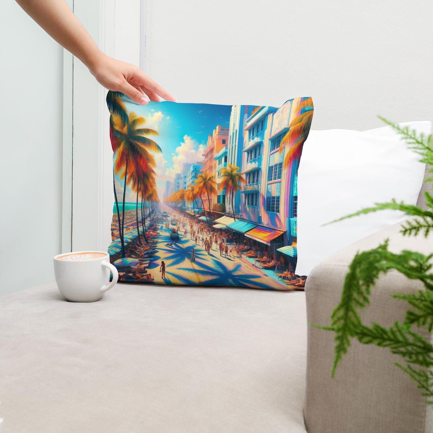 Vibrant Miami Summer Cotton Cushion