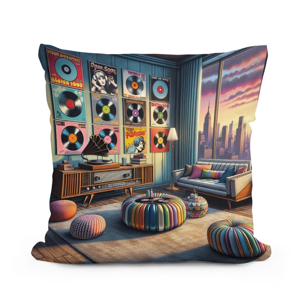Retro Pop Vinyl Cotton Cushion