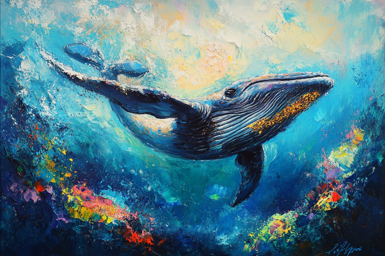 Whales and Coral Canvas