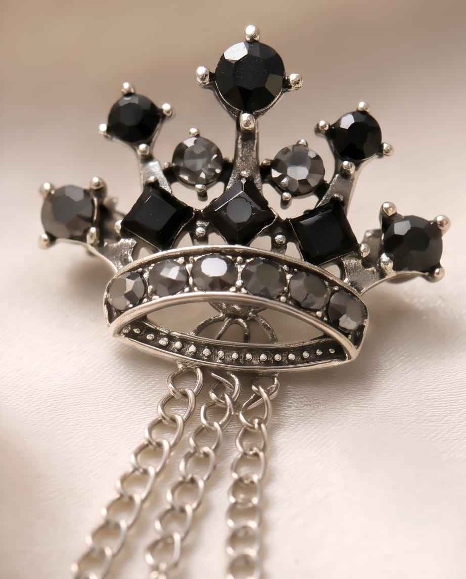 Midnight Crown & Wing Chain Lapel Pin