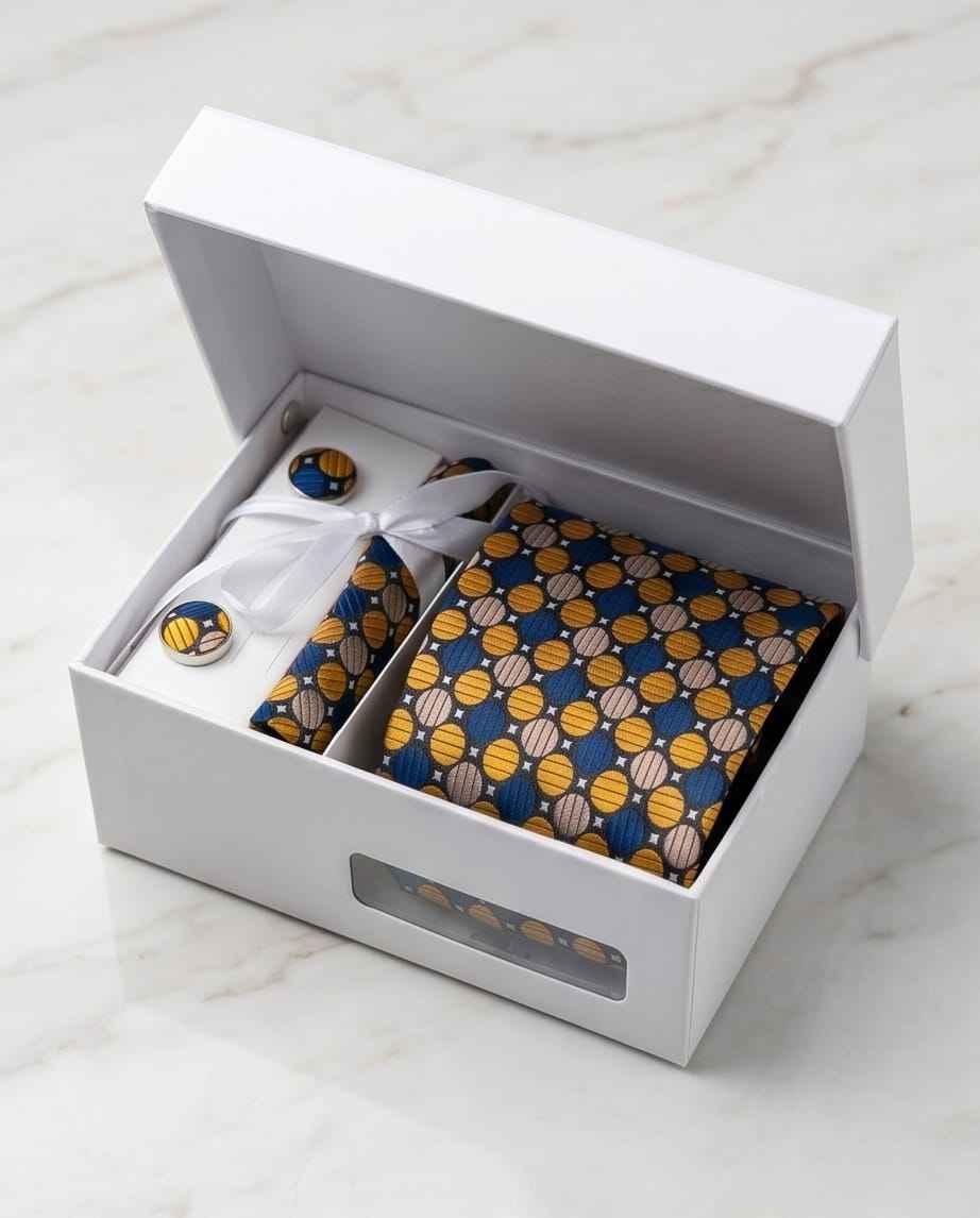 Geometric Circles Tie & Cufflink Set